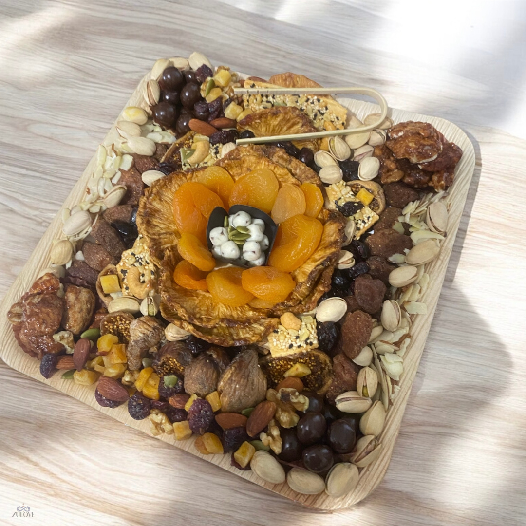 Square Tray of Nuts and Dried Fruits