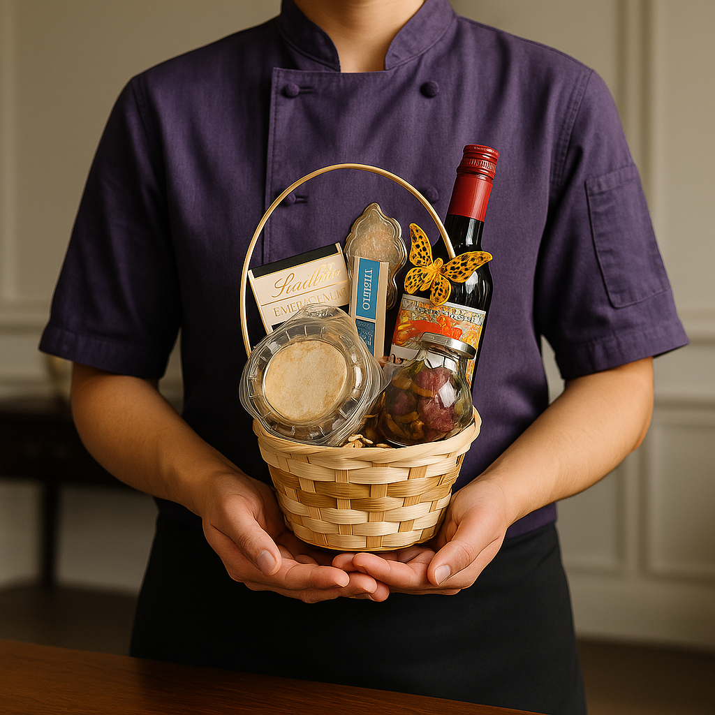 Corporate Basket 1 – Mini Gourmet Set with Wine & Sweet Accents