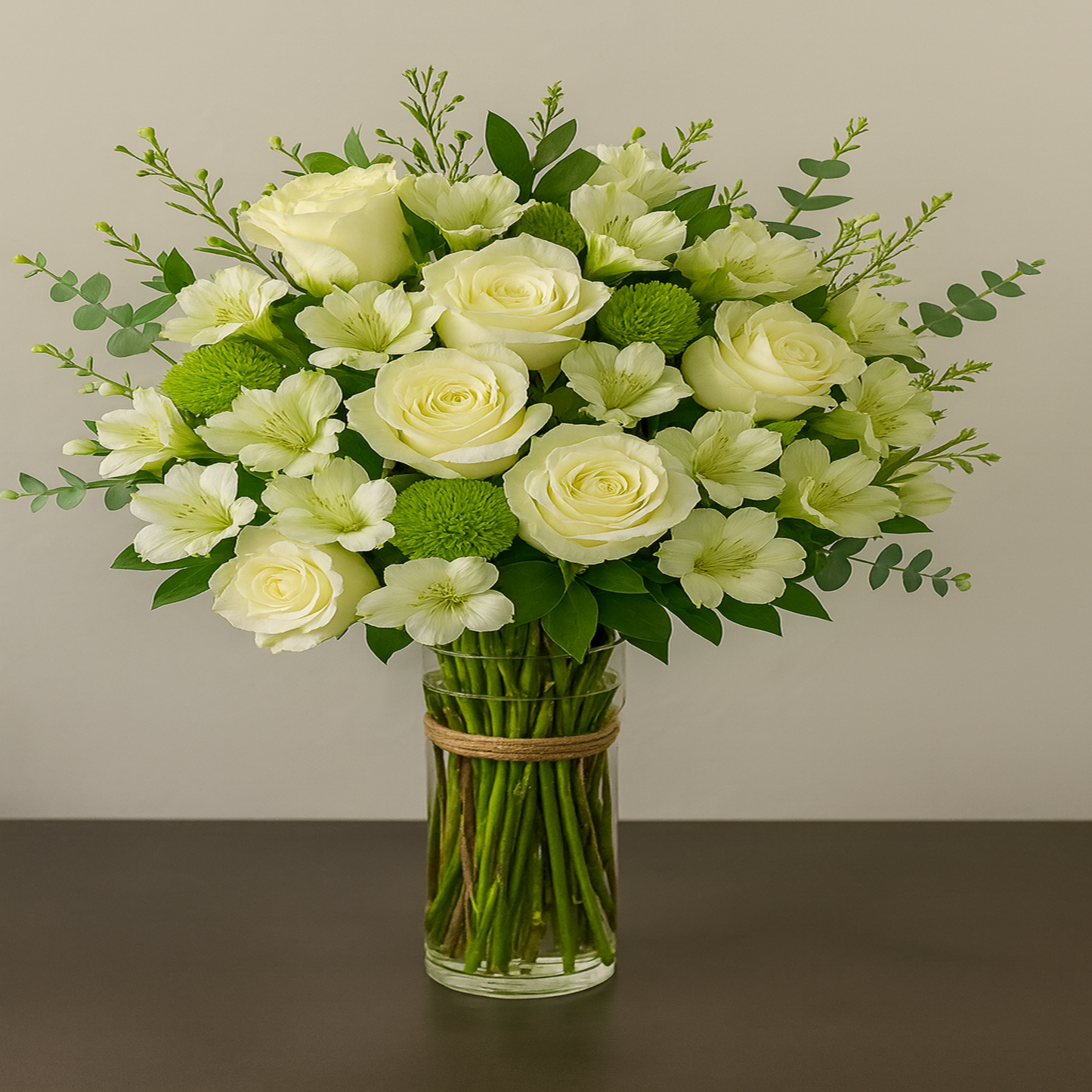 Infinite Calm – Green & White Floral Arrangement