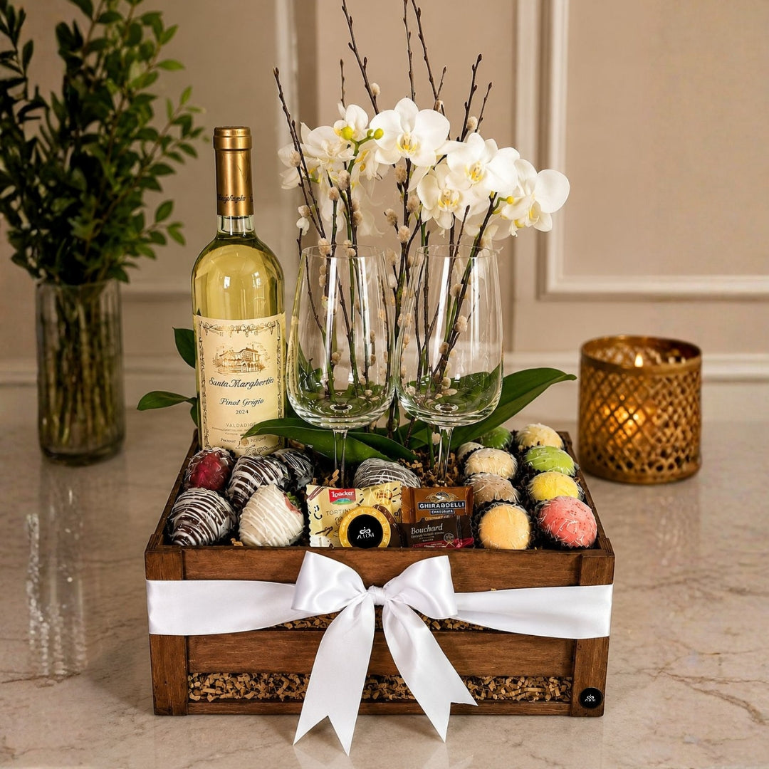 luxury wine orchid strawberry macaron gift puerto rico
