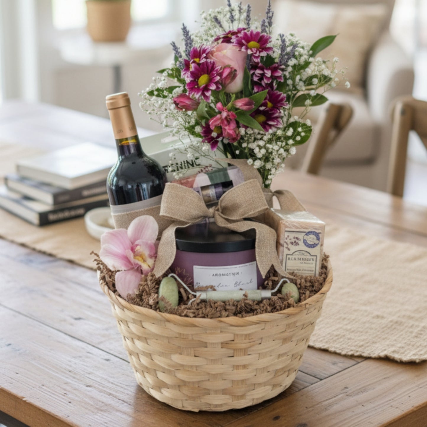 Serenity Lavender Deluxe - Wine & Aromatherapy Gift Basket