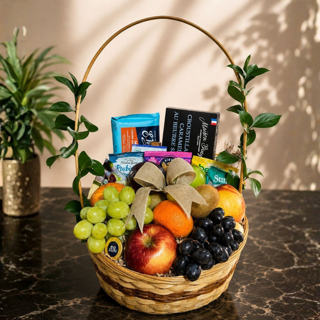 Snack & Fresh Basket – Fresh Fruit & Snack Gift Basket