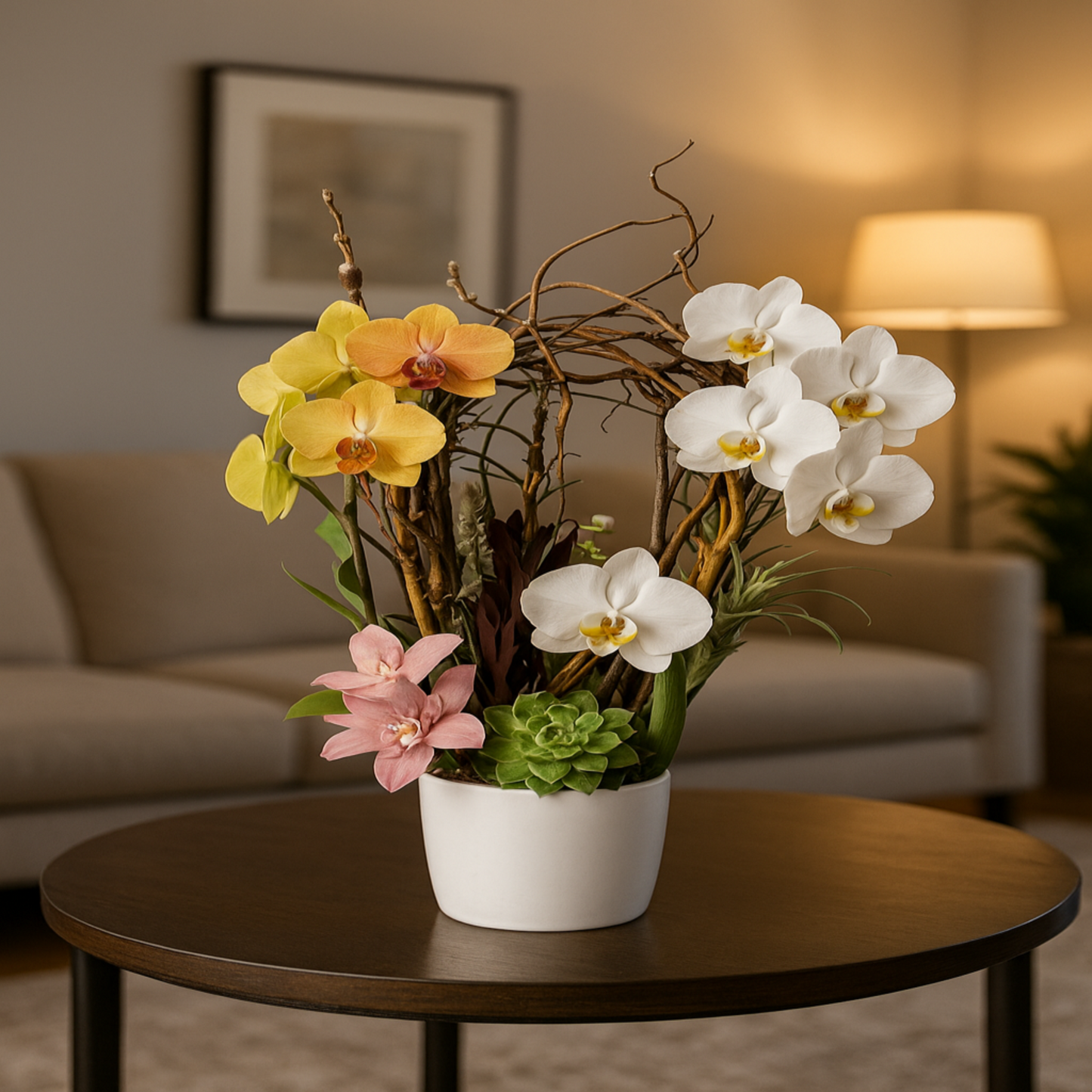 Sublime Orchid 1 – Elegancia Tropical en Blanco y Amarillo