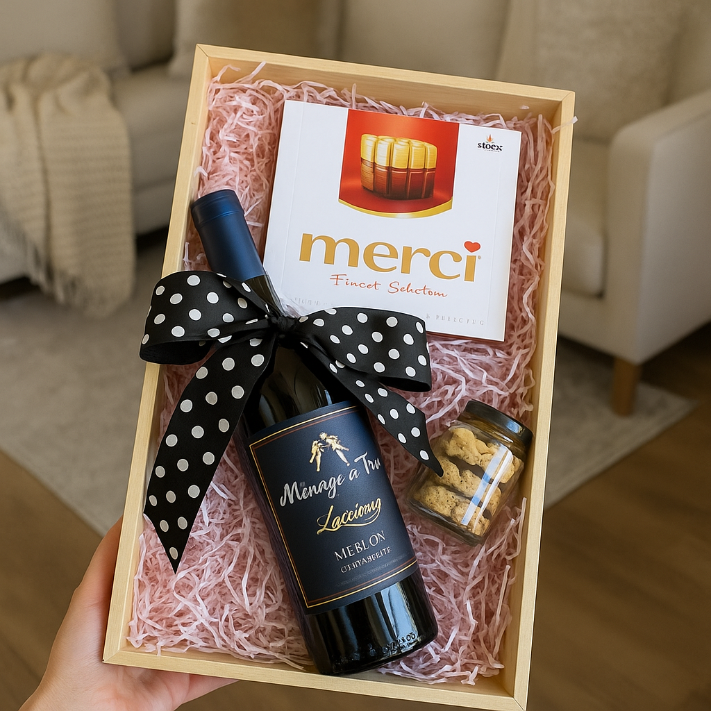 Tentación Dulce 1 – Bandeja con Vino Espumoso y Chocolate Gourmet