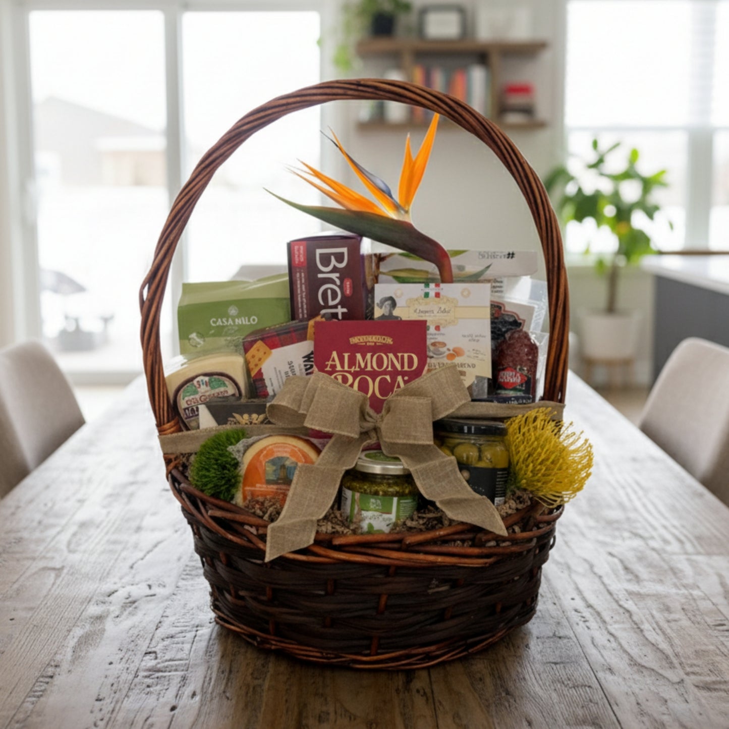 Tropical Essence Basket – Gourmet Selection with Cheese & Delights
