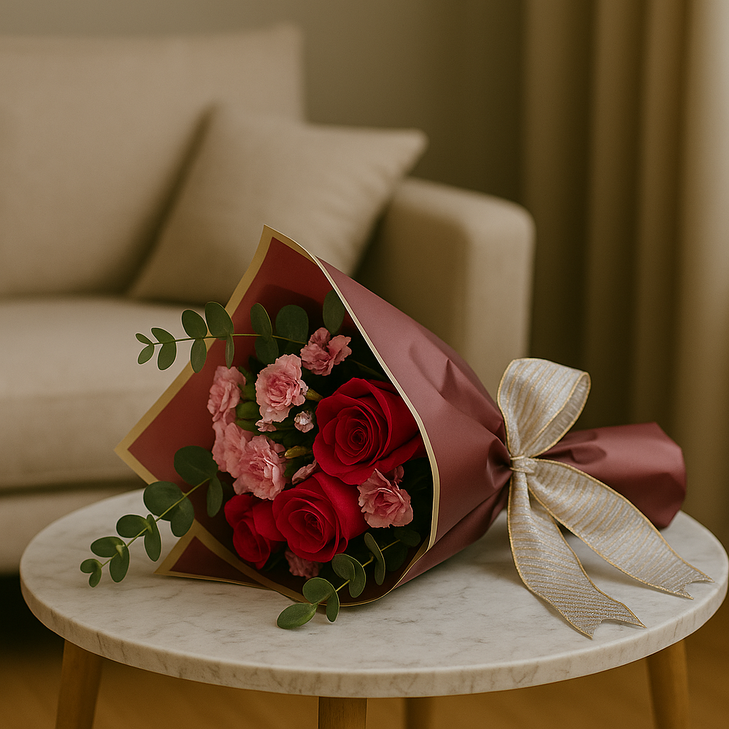 Zulove Classic – Red Roses & Carnations Bouquet