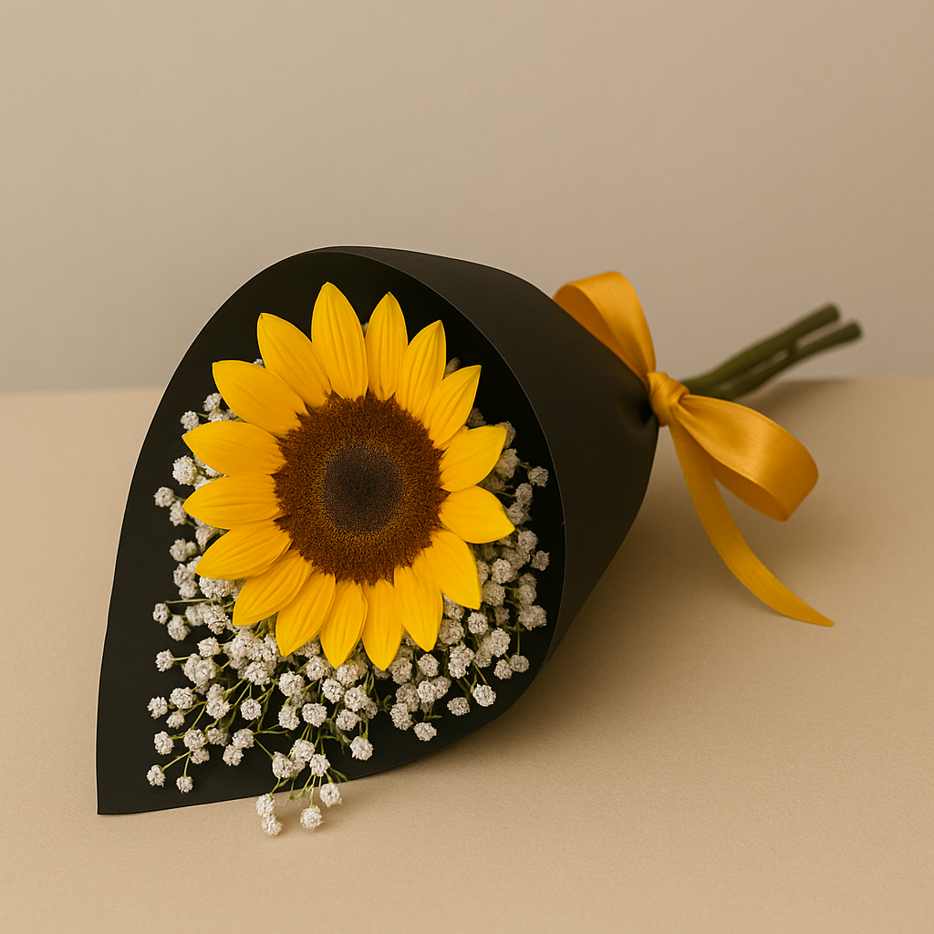 Zulover Sunflower I – Girasol con Follaje y Envoltura Elegante