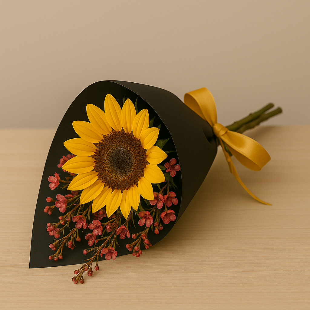 Zulover Sunflower I – Girasol con Follaje y Envoltura Elegante