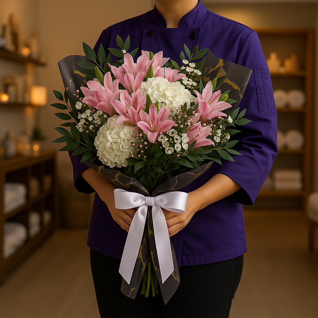 Serene Sweetness - Alstroemerias, Hydrangeas & Wax Bouquet