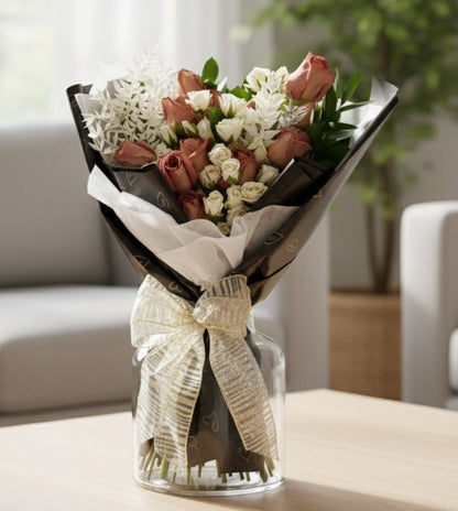 Zulove Eternal Blush – Pink & White Roses Bouquet
