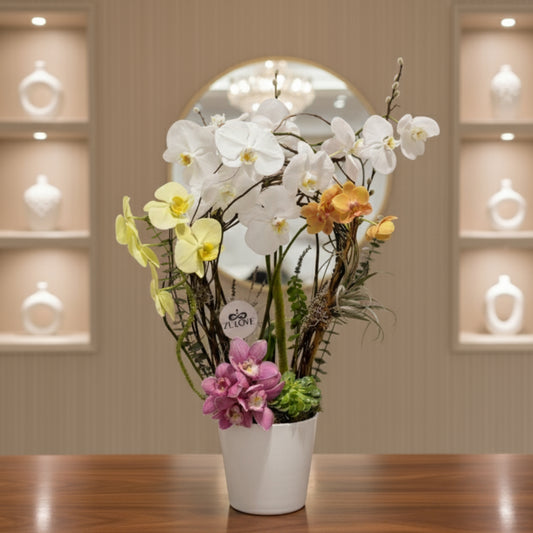 Sublime Orchid 1 – Tropical Elegance in White & Yellow