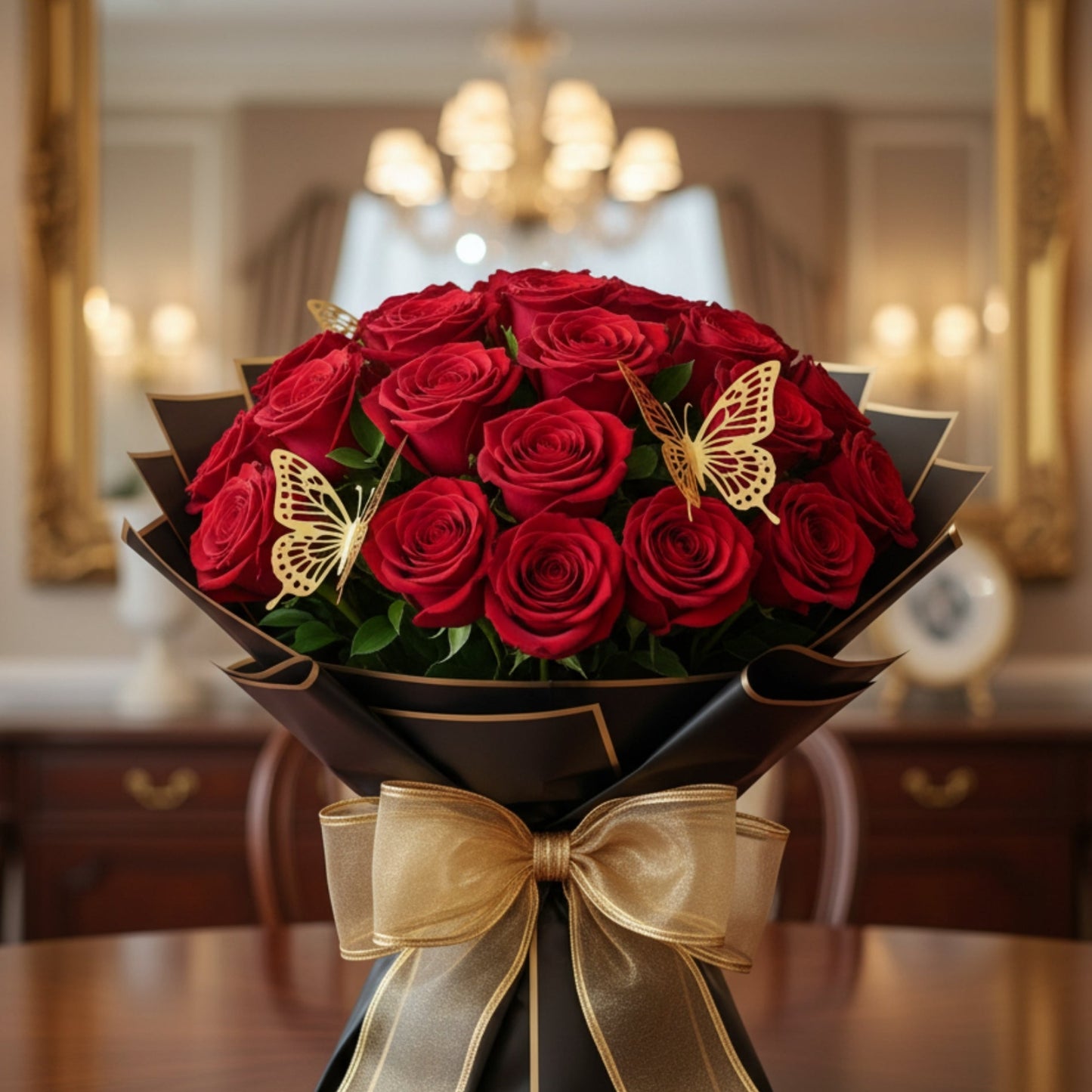24 roses bouquet butterflies custom puerto rico elegant