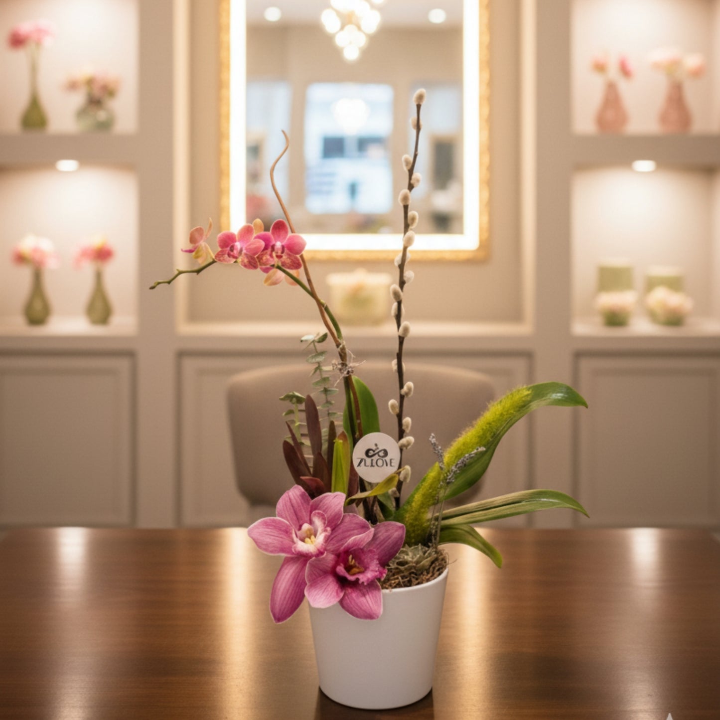 orchid cymbidium arrangement ceramic base puerto rico elegant