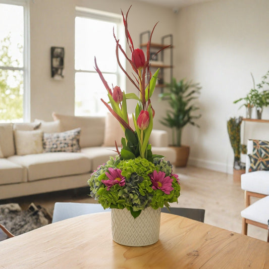 Arte de floración infinita: arreglo floral contemporáneo