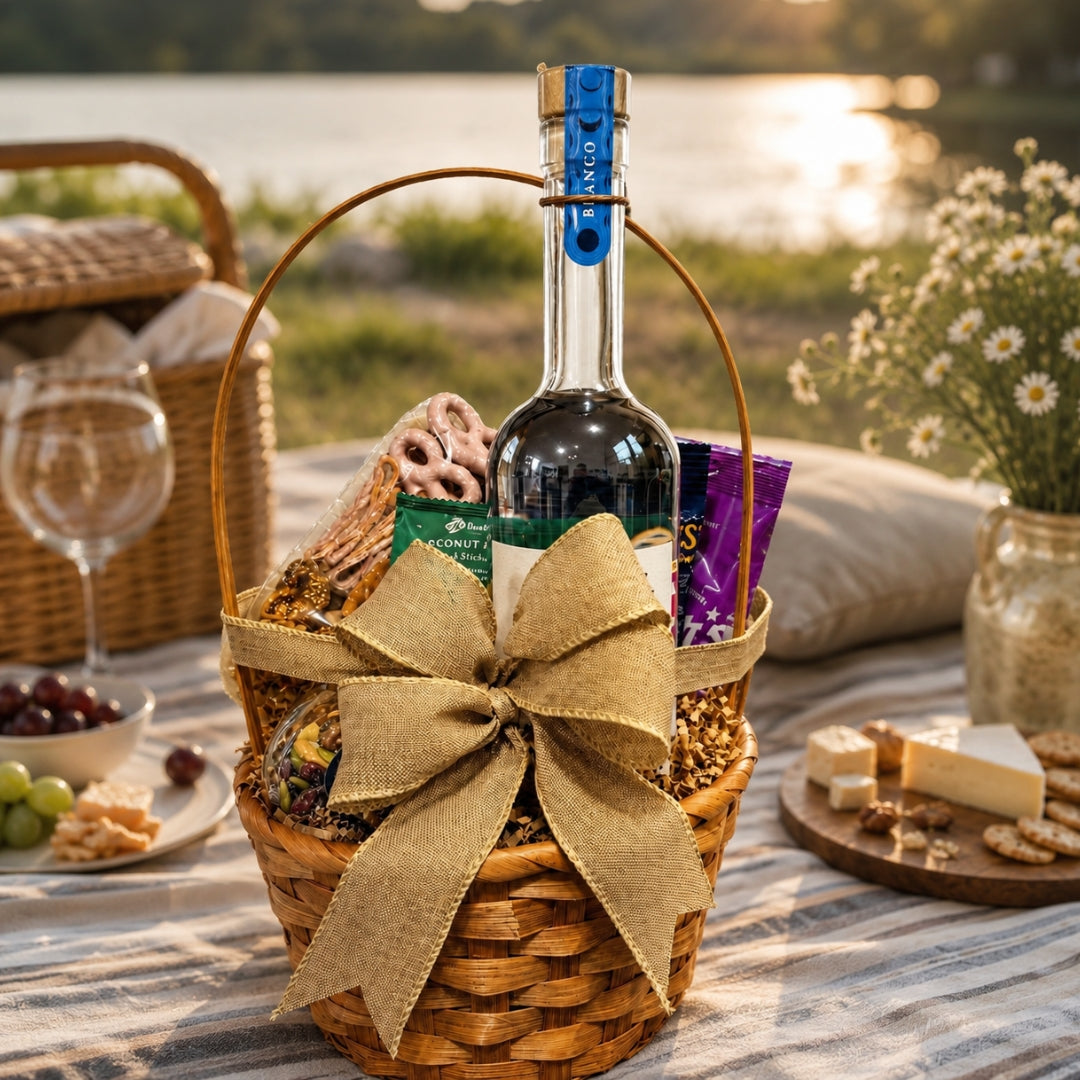 tequila gourmet basket with snacks nuts and mini charcuterie puerto rico
