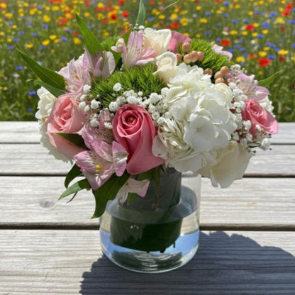crystal flower arrangement hydrangea roses baby breath puerto rico