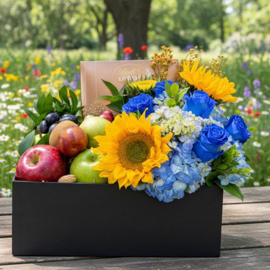 caja flores frutas chocolates hortensia girasol puerto rico
