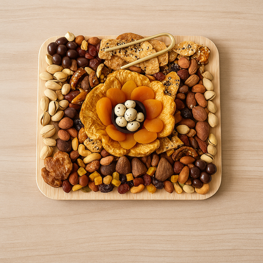 Square Tray of Nuts and Dried Fruits