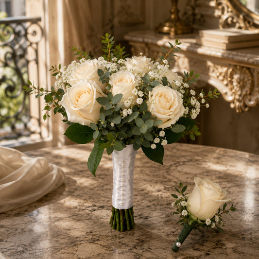 Classic Promise – Bridal Bouquet with Ivory Roses