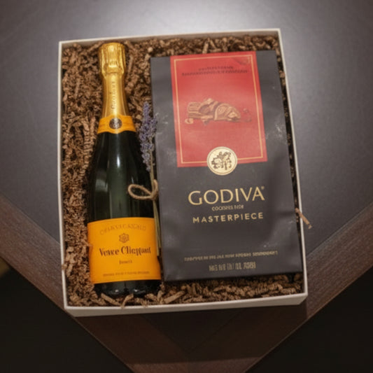 Golden Whisper – Veuve Clicquot & Fine Chocolates Gift Box