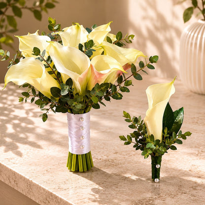 Delicate Bond – Bridal Bouquet with Calla Lilies & Eucalyptus