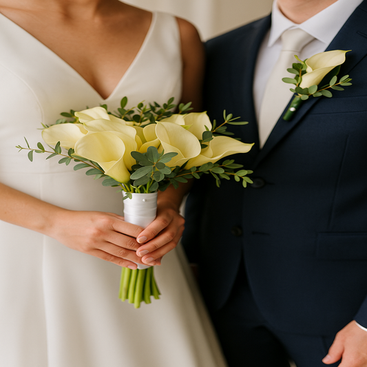 Delicate Bond – Bridal Bouquet with Calla Lilies & Eucalyptus