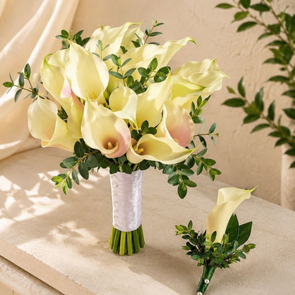 Delicate Bond – Bridal Bouquet with Calla Lilies & Eucalyptus
