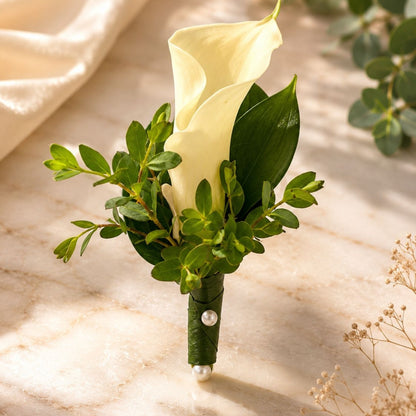 Delicate Bond – Bridal Bouquet with Calla Lilies & Eucalyptus