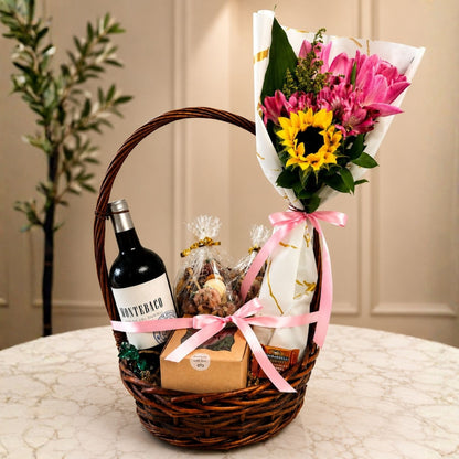 canasta vino flores charcuteria puerto rico elegante