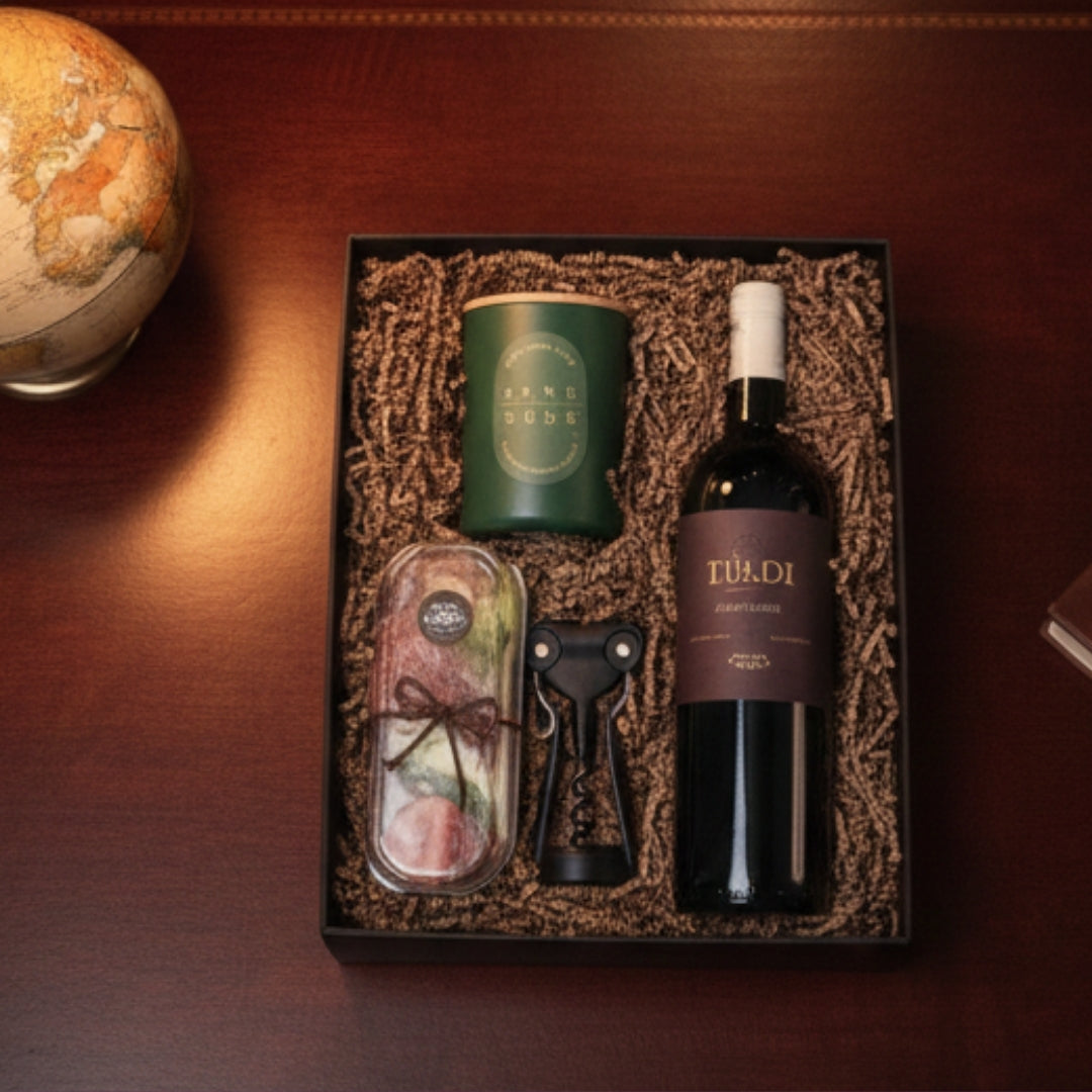 caja gourmet con vino mini charcuteria vela zulove puerto rico