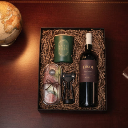 caja gourmet con vino mini charcuteria vela zulove puerto rico