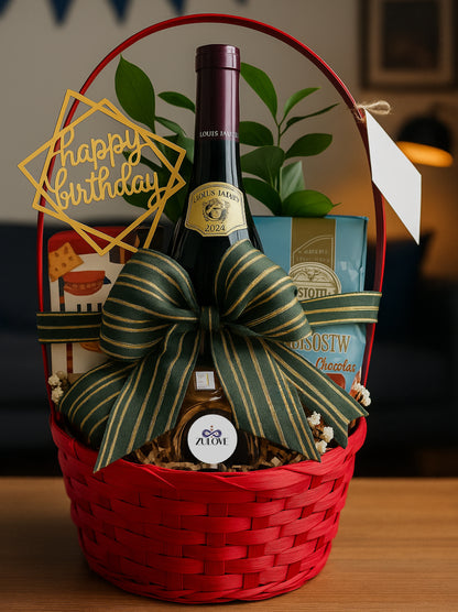 Holiday Wine Basket – Regalo Gourmet Festivo con Vino