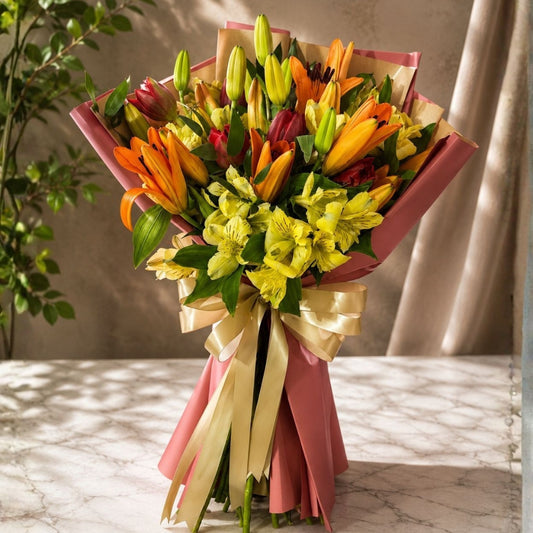 elegant bouquet with tulips lilies and alstroemerias puerto rico
