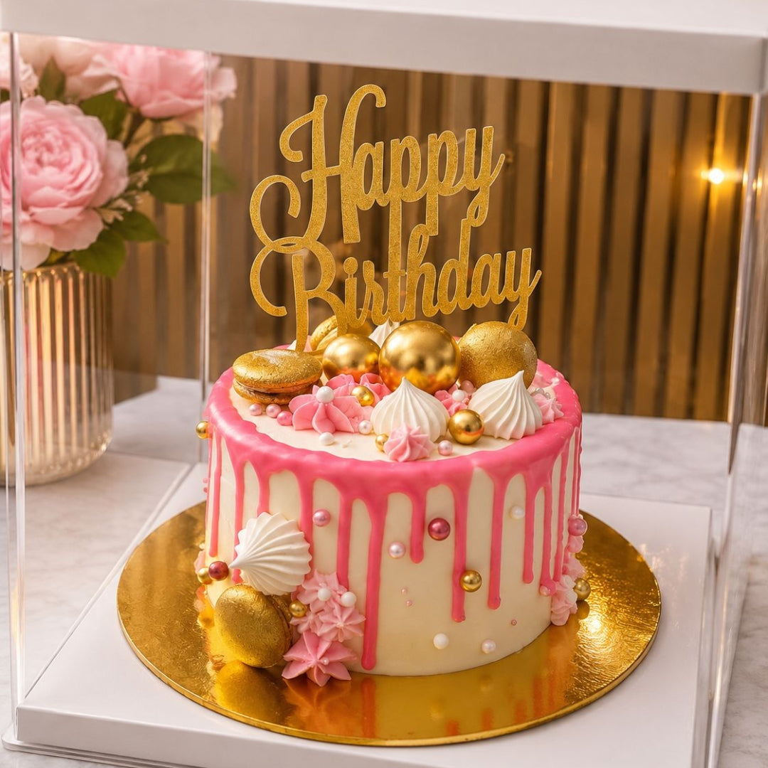 Golden Celebration Cake – Elegant Custom Cake Experience