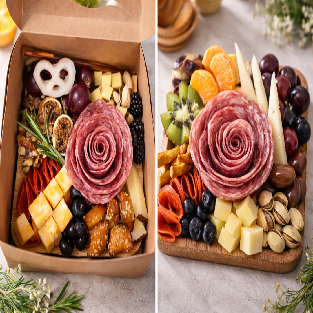Square Shared Delight – Bandeja Cuadrada de Charcutería con Frutas y Quesos