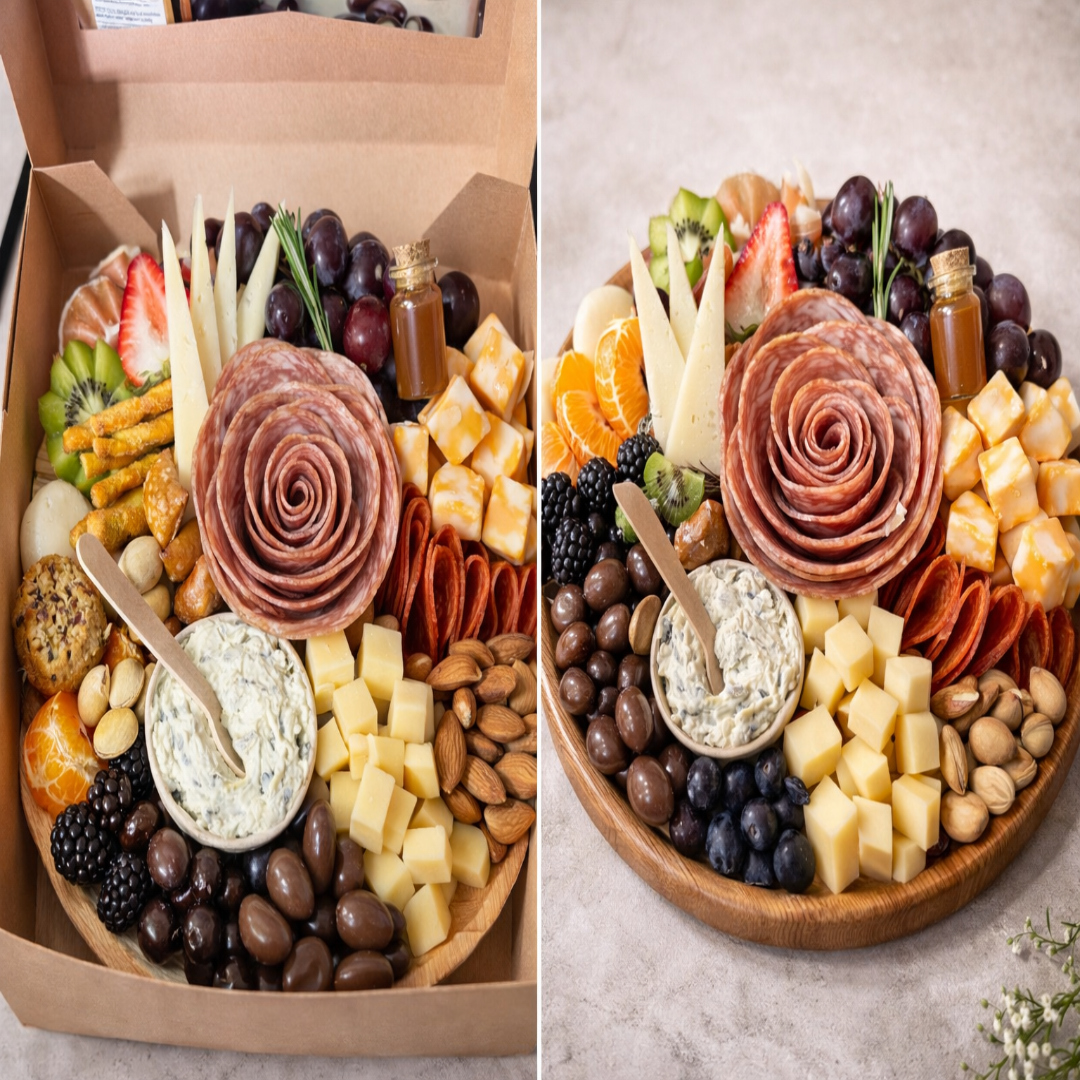 Round Shared Delight 1 – Bandeja Redonda de Charcutería con Frutas y Quesos