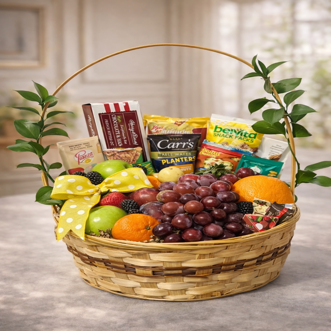Snack & Fresh Basket – Fresh Fruit & Snack Gift Basket