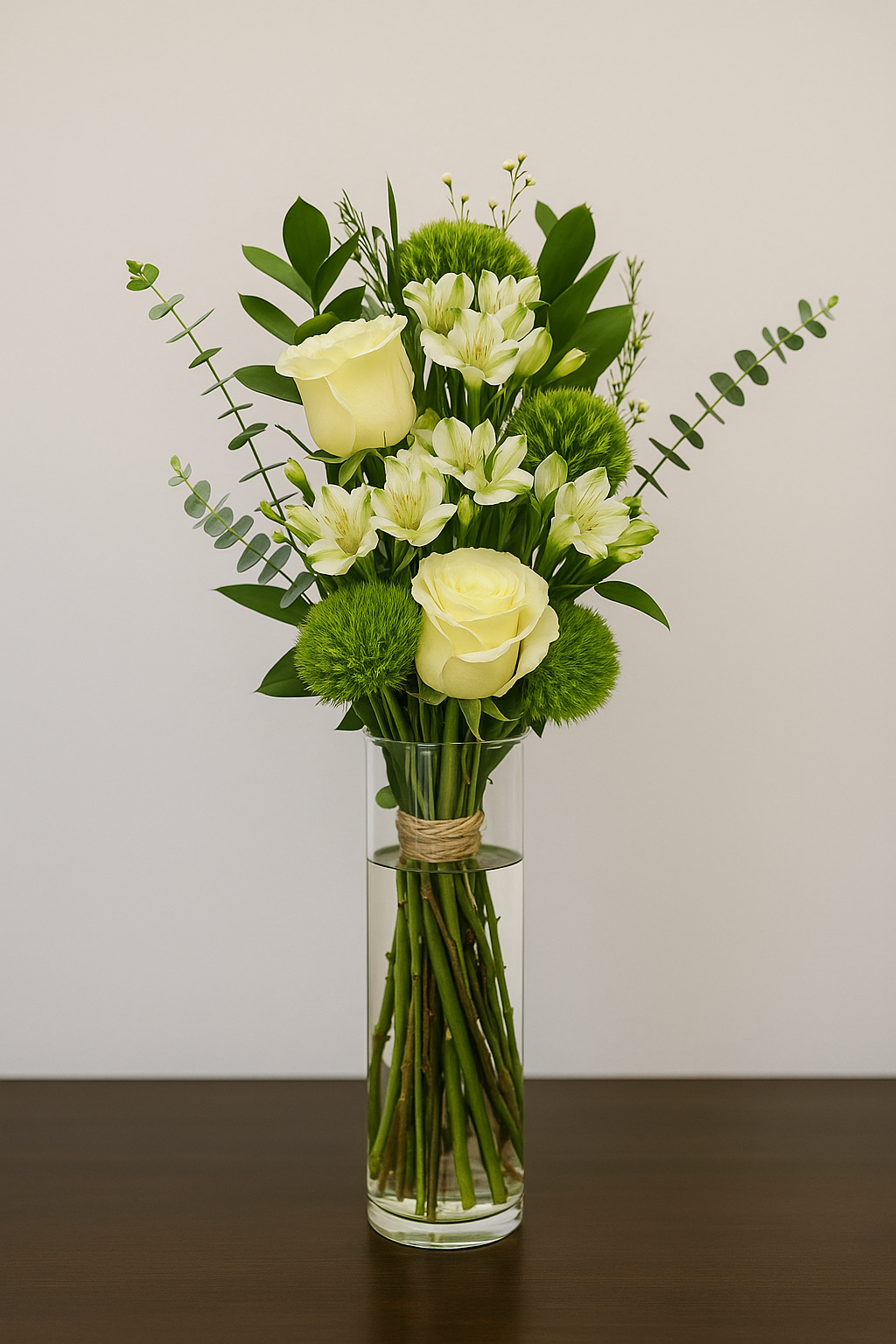 Infinite Calm – Green & White Floral Arrangement