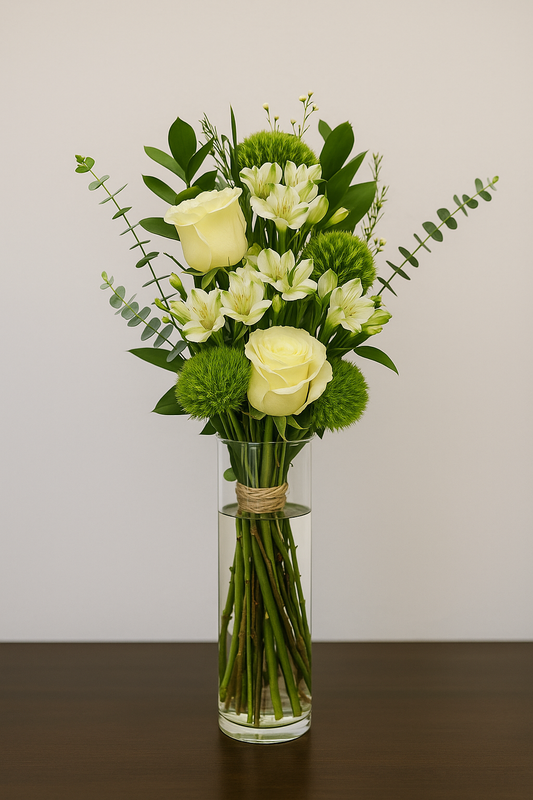 Infinite Calm – Green & White Floral Arrangement