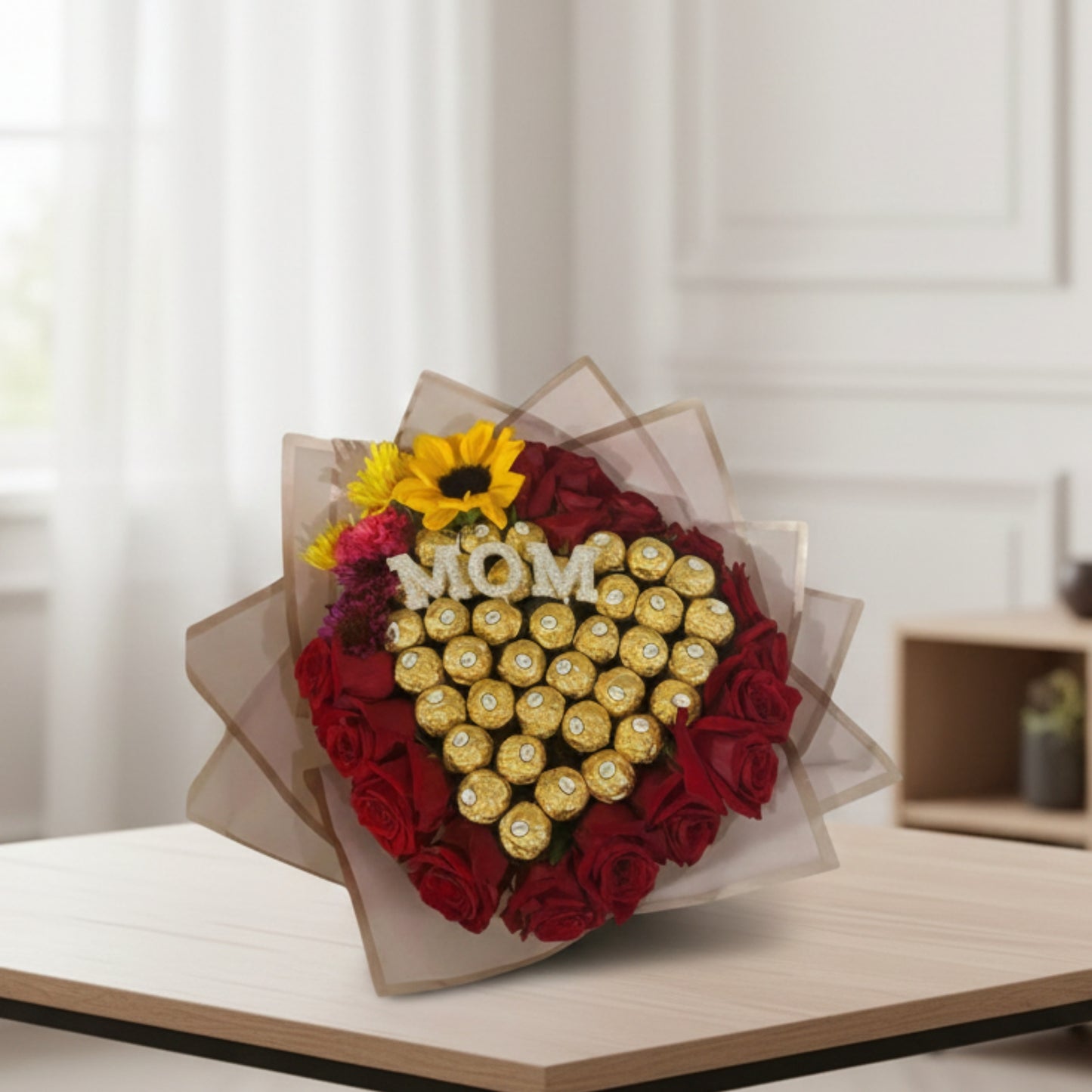 “Mom” Bouquet - Rosas y Ferrero Rocher