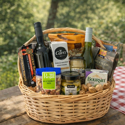 canasta gourmet con vinos queso aceitunas pretzels zulove puerto rico