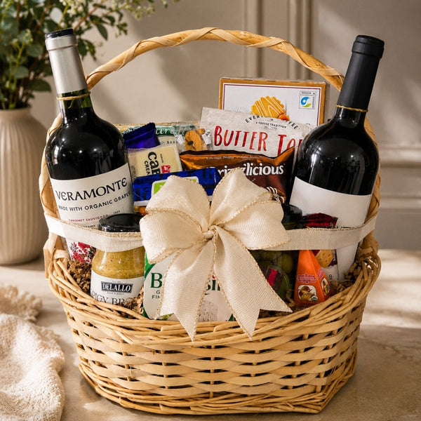 Nature’s Basket – Gourmet Wine & Cheese Gift Basket