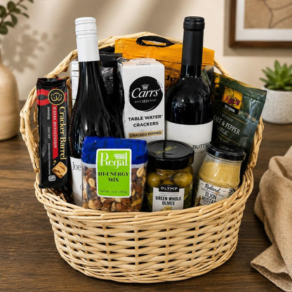 Nature’s Basket – Gourmet Wine & Cheese Gift Basket