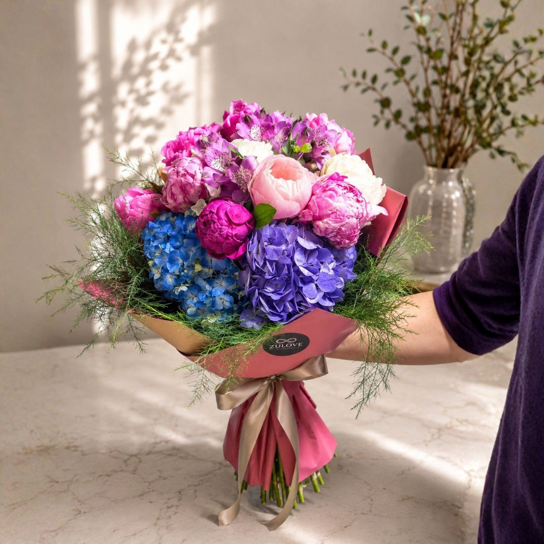 bouquet elegante de peonias hortensias y flores de jardin puerto rico