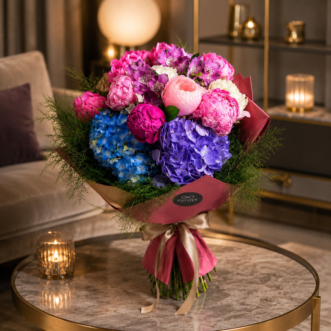 bouquet elegante de peonias hortensias y flores de jardin puerto rico