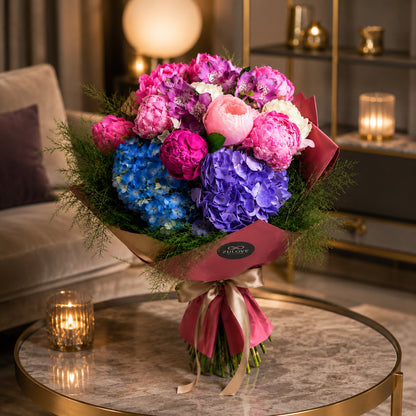 bouquet elegante de peonias hortensias y flores de jardin puerto rico