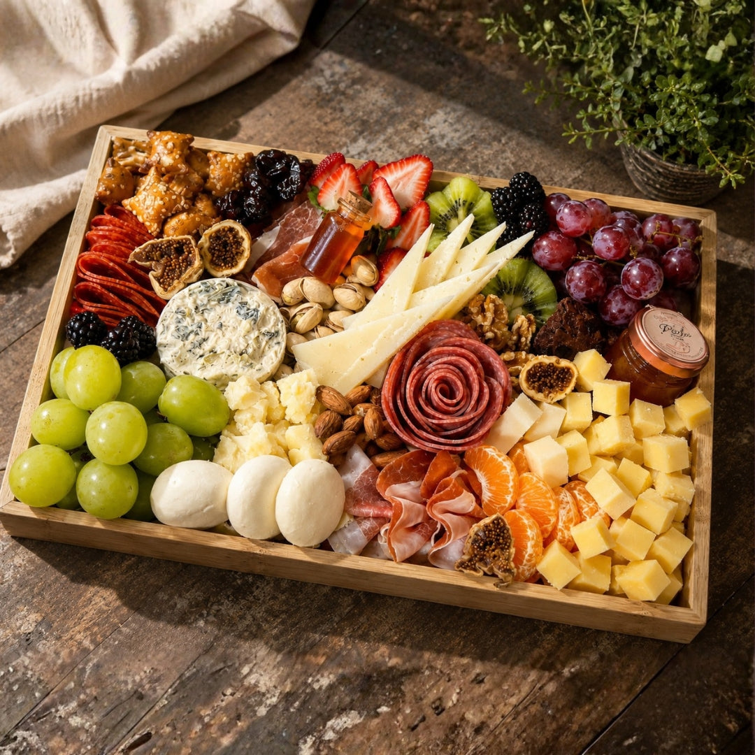 Rectangular Shared Delight – Frutas, Quesos & Charcuteria