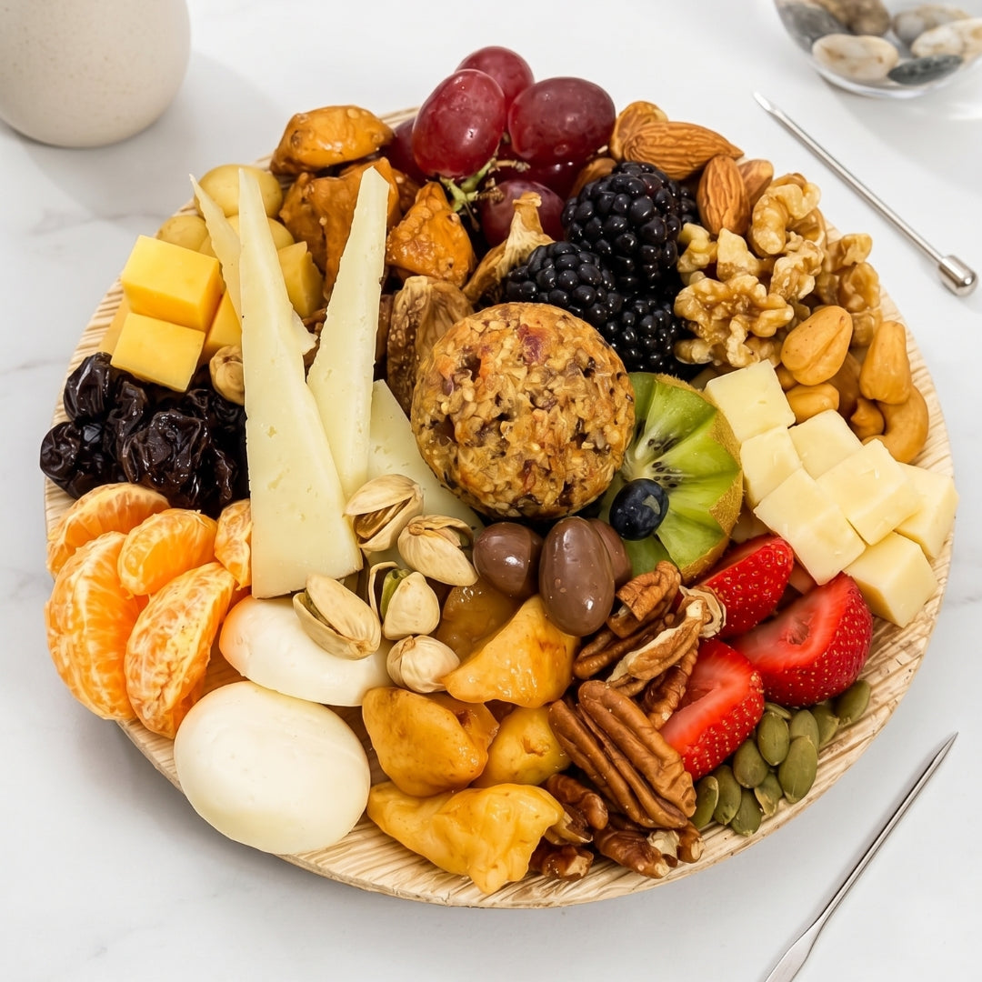 Round Shared Delight 1 – Bandeja Redonda de Charcutería con Frutas y Quesos