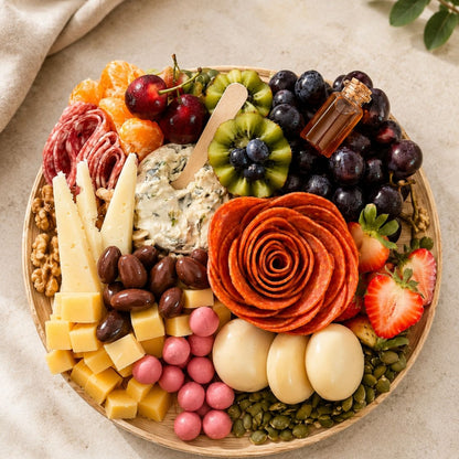 Round Shared Delight 1 – Bandeja Redonda de Charcutería con Frutas y Quesos