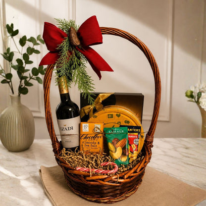 Cesta de regalo Season Bliss: vino y delicias gourmet